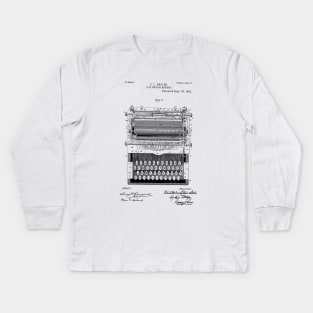 Typewriter Patent Drawing Kids Long Sleeve T-Shirt